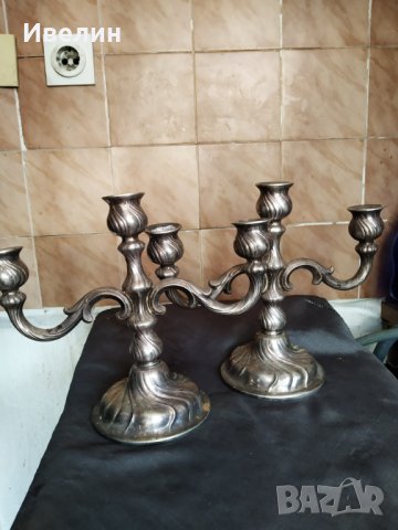 два посребрени барокови свещници
