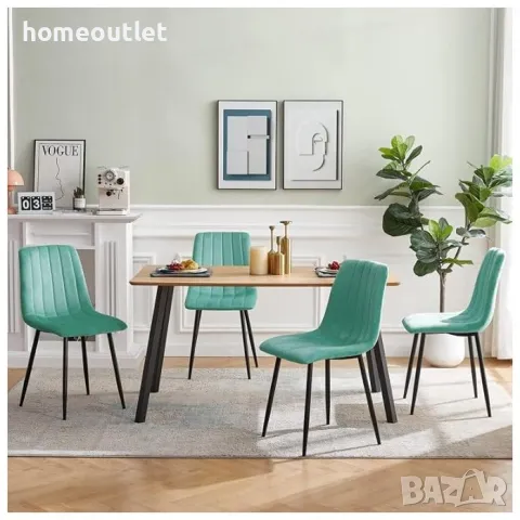 Трапезни столове с кадифена дамаска – комплект от 2бр C-UDC049GR, снимка 3 - Столове - 49166540