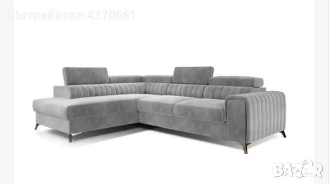 Ъглов Диван разтегателен с ракла - ляв ъгъл, сив