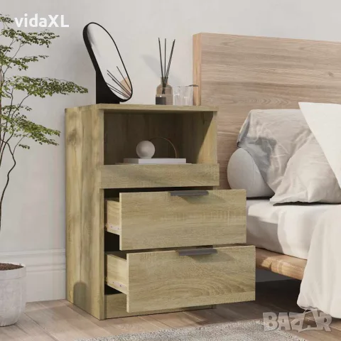 vidaXL Нощно шкафче, дъб сонома, инженерно дърво, снимка 3 - Шкафове - 56147984
