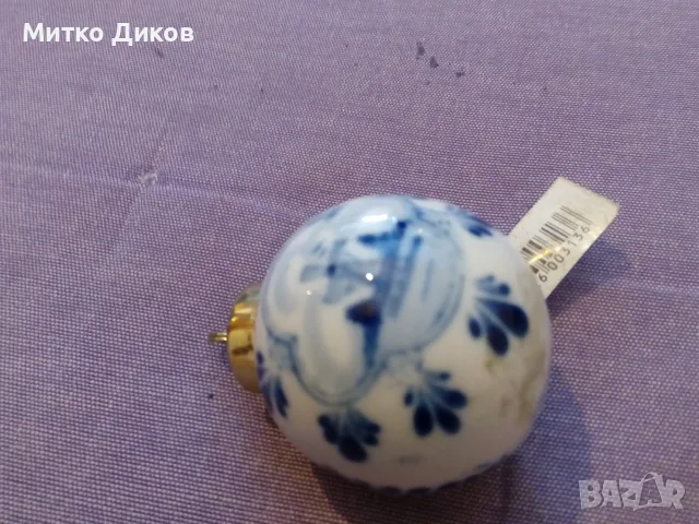 Коледна топка ръчно рисувана  нова Холандия порцелан глазура Delft Blue, снимка 3 - Коледни подаръци - 55804575