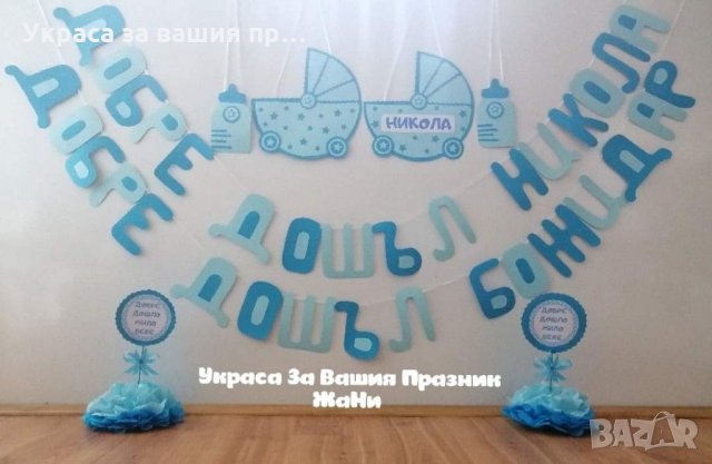 Украса За посрещане на новородено бебе у дома по поръчка , снимка 5 - Декорация за дома - 31850674