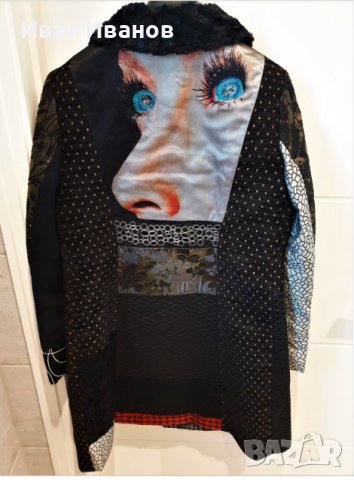 палто Desigual  размер 40 M Зашеметяващи бродирани очи, снимка 6 - Палта, манта - 44217784