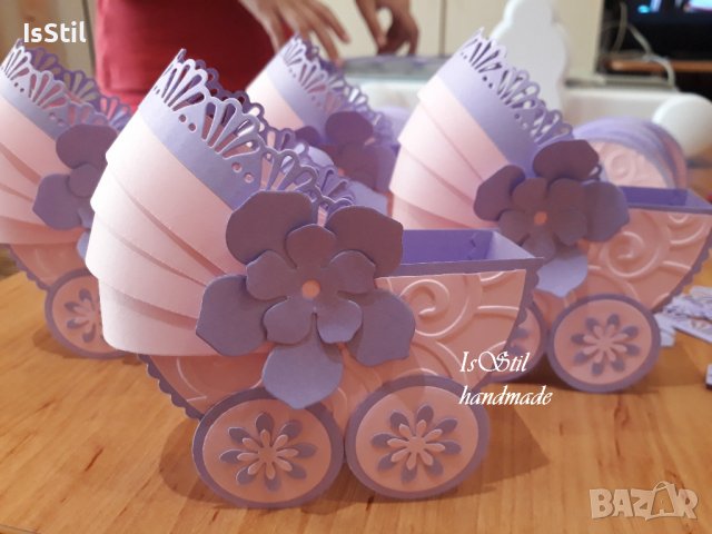 3Д количка -покана кръстници, подарък за гости на кръщене, покани колички, подарък новородено бебе, снимка 3 - Други - 18683734