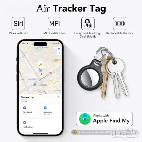 QCOQ Air Tracker етикети - пакет от 4 черни, снимка 2 - Друга електроника - 55995102