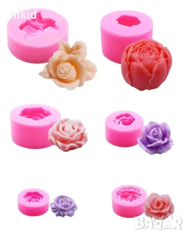 различни цветя цвете роза божур силиконов молд форма фондан , снимка 2 - Форми - 48856014