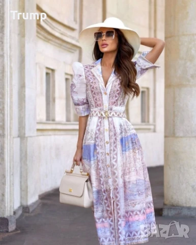 -30% елегантна дълга рокля с колан, снимка 4 - Рокли - 51087279