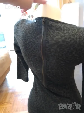 Рокля сиво и черно в пантерен десен с цепка отзад, снимка 9 - Рокли - 48141492