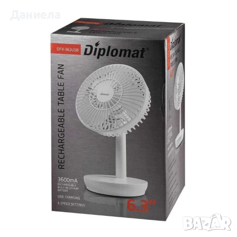 Вентилатор 6,3''Diplomat DFX-363USB, настолен, USB, снимка 9 - Вентилатори - 50561001