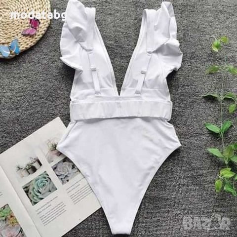 РАЗПРОДАЖБА НА БАНСКИ /Цял бански в бял цвят с коланче (М,Л), снимка 4 - Бански костюми - 31757395