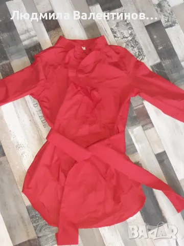 Риза , дълга с колан в червено, снимка 5 - Ризи - 47344197