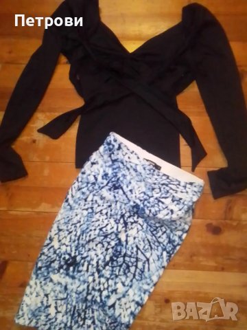 Пола тип "молив" и интересна блуза, снимка 1