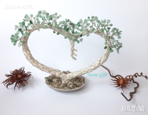 Дръвче Авантюрин Сърце, Юбилей, Подарък Момиче, Подарък Имен ден, Бижу, Идея Нова Година, снимка 2 - Други - 34692783