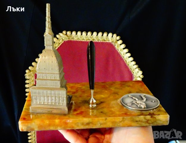 Поставка за химикал,писалка с естествен ахат 850 гр. , снимка 3 - Антикварни и старинни предмети - 30361457