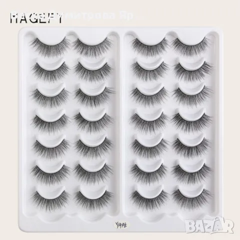 Комплект от 14 чифта 3D изкуствени мигли, имитация на норка - HZS247, снимка 4 - Декоративна козметика - 47698421