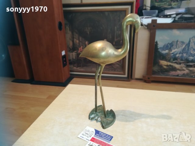 голямо фламинго-мед/месинг/бронз-33х20х16см, снимка 2 - Колекции - 30243701