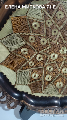 Голям гравиран меден поднос с дръжки, снимка 3 - Антикварни и старинни предмети - 52544537