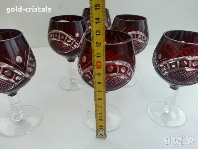 Кристални чаши цветен червен  кристал, снимка 2 - Антикварни и старинни предмети - 31092441