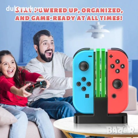 Зарядна станция за Joy-Con FASTSNAIL – за Nintendo Switch / Switch OLED, снимка 7 - Nintendo конзоли - 53270815