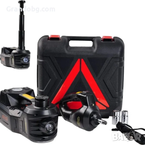 Немски Авариен Комплект 3в1 – Компресор, Ударен Гайковерт, 5T Хидравличен Крик 115-450 мм, снимка 2 - Компресори - 52253179