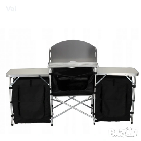 Сгъваема къмпинг кухня с 3 плота – мобилна кухня за къмпинг, пикник и каравана, снимка 8 - Къмпинг мебели - 54171241