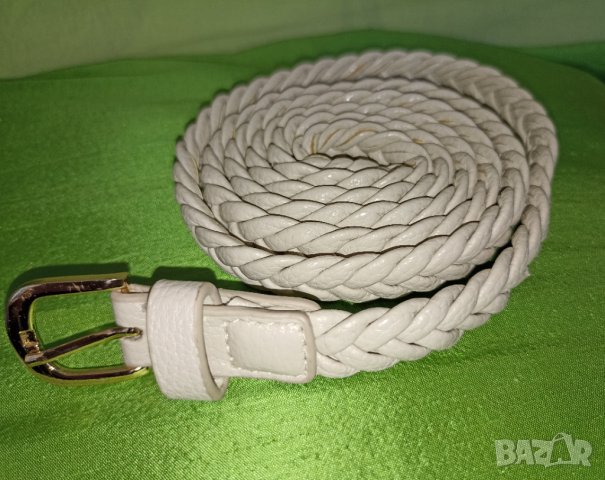 Нов тънък колан от естествена кожа в екрю 120 см дължина , снимка 1