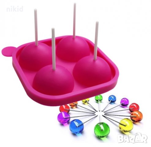 pops cakes Lollipop Pop Cake Попскейк 4 близалки сфера силиконов молд за направа клечки с шоколад