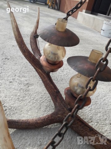 Баварски полилей от еленов рог уникат, снимка 4 - Полилеи - 31342723