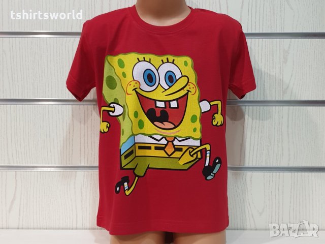 Нова детска червена тениска с дигитален печат Спондж боб, SpongeBob, снимка 8 - Детски тениски и потници - 32034947