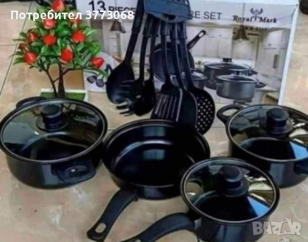 Комплект съдове за готвене от 13 части,незалепващо покритие