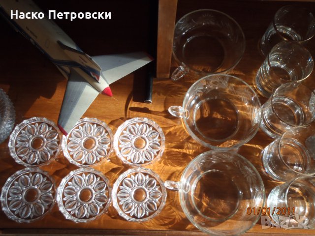 Ретро: кристални сервизи – чаши, чинии - неизползвани, снимка 7 - Чаши - 34147139