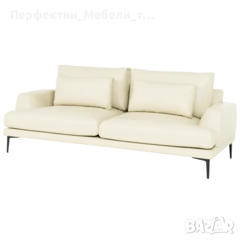 3местен,троен,триместен диван в естествена кожа в черно/цвят крем-лукс,конфорт,на склад канапе, снимка 1