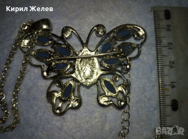 ШИКОЗНА ВИНТИДЖ АРТ БРОШКА - МЕДАЛЬОН ПЕПЕРУДА с ИСКРЯЩИ ФАСЕТИРАНИ КРИСТАЛИ 38889, снимка 4 - Колиета, медальони, синджири - 42117528