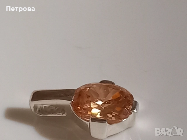 Нова сребърна висулка с цитрин , снимка 6 - Колиета, медальони, синджири - 52041326