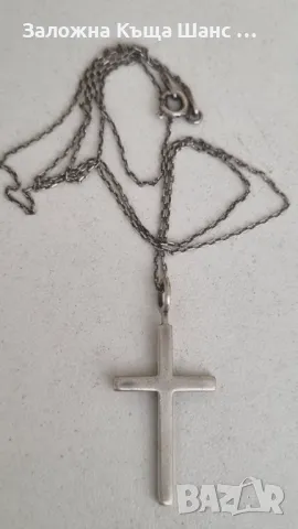 Сребърно синджирче с висулка кръст , снимка 4 - Колиета, медальони, синджири - 47448271