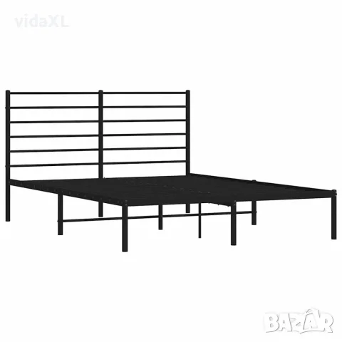 vidaXL Метална рамка за легло с горна табла, черна, 140x200 см, снимка 3 - Спални и легла - 56147219