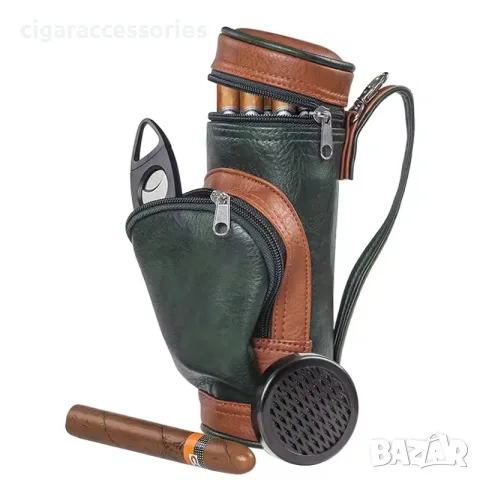 Кръгъл хумидор за 5 пури с джоб за аксесоари – Travel Humidor