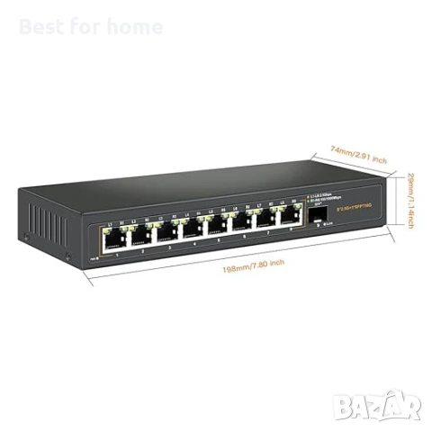 Ethernet комутатор с 8 x 2.5G Base-T порта и 1 x 10G SFP Uplink порт, снимка 7 - Мрежови адаптери - 51140008