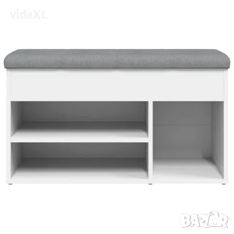 vidaXL Пейка за обувки, бяла, 82x32x45,5 см, инженерно дърво, снимка 6 - Маси - 56148149