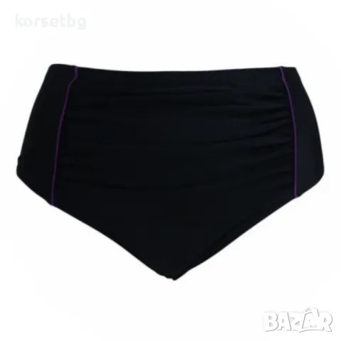 Черно долнище на бански с висока талия и лилави кантове - 23414, снимка 1