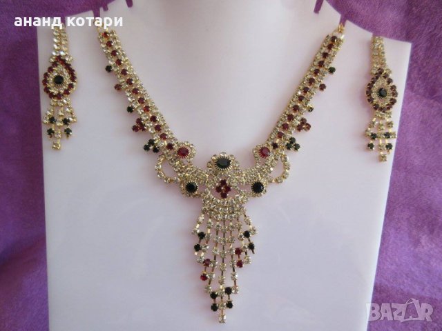 1. Комплект - обеци, колие S1-S7 индийски, снимка 6 - Бижутерийни комплекти - 39024437