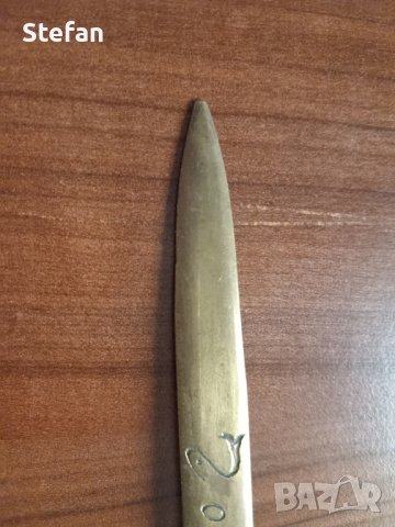 Стар месингов нож за писма, снимка 3 - Антикварни и старинни предмети - 42260748