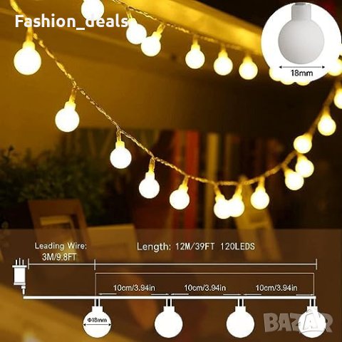 Нови Коледни светлини с дистанционно и таймер 120LED 15M Декорация, снимка 3 - Други - 42893393