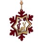 5 броя Дървени коледни висулки за елха, Снежинка с елен и сърна, 11см, снимка 3