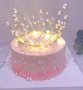 Метален златист обръч корона с перлени перли топер украса декор за торта, снимка 1