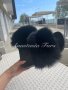 Дамски пухени чехли с черен богат пух естествен косъм лисица