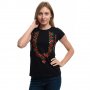 Нова дамска черна тениска с трансферен печат Шевица, Етно мотив, България, снимка 11