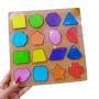 Дървена играчка с 16 цветни формички – Пъзел игра за деца, снимка 3