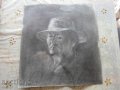 Стара графика картина портрет на картон, снимка 2