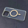 калъф за iPhone 15 Pro Max прозрачен твърд със сребрист ринг MagSafe LUX